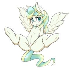 ambris anus blush equine friendship_is_magic hair mammal my_little_pony navel pegasus pussy raised_eyebrow simple_background smile solo vapor_trail_(mlp) white_background wings