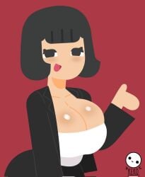 big_breasts big_titties black_hair curvaceous curvaceous_female curvaceous_figure curvy curvy_figure curvy_hips duolingo female female_focus female_only keko looking_at_viewer short_hair the_glass_girl the_glass_girl_(duolingo) the_glass_girl_(original_character)