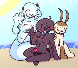 1girls 2dickgirls 2futas 3girls abysmalcha0s anthro arachnid arachnid_humanoid beach breasts bunny bunny_girl casual casual_exposure casual_nudity female furry ghost ghost_girl luz_(superbharm0ny) moth moth_girl oc original original_character popsicle popsicle_in_mouth rabbit rabbit_girl red_penis self_upload spider spider_girl superbharm0ny