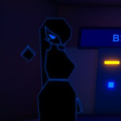 blue_outline databrawl ghost_humper glowing_eyes glowing_outline no_clothing no_mouth roblox self_upload triangle_eyes