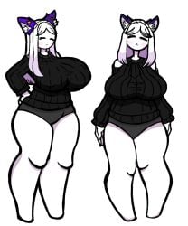 1girls big_breasts blush breasts cleavage clothed clothing ear female hair heart milkshake_(tacat) tacat tagme thick_thighs thighs white_hair wide_hips