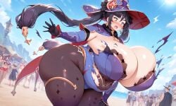 ai_generated big_breasts breasts fat fat_female fat_girl fat_woman female female_focus female_only genshin_impact hoyoverse mihoyo mihoyo_technology_(shanghai)_co._ltd. mona_(genshin_impact) mondstadt_girls obese obese_female solo solo_female solo_focus weight_gain weight_gain_female
