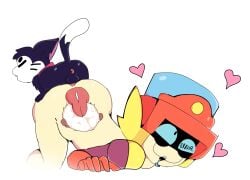 angelabaddiees animal_genitalia animal_penis anthro anus ass black_body black_fur blue_eyes bodily_fluids brawl_stars cum cum_inside cum_while_penetrated doggy_style domestic_cat duo ejaculation felid feline felis female from_behind_position fur genital_fluids genitals heart_symbol hearts_around_head larry_(brawl_stars) light-skinned_female machine male male/female mammal medium_butt multicolored_body penetration penis reverse_doggystyle robot sex simple_background supercell_(company) white_background