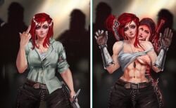 capernian cleavage cocky confident darkness fog from_behind grabbing_from_behind groping groping_breasts groping_from_behind hand_under_clothes hand_under_shirt hands hands_all_over instant_karma instant_loss instant_regret licking minyerva partially_clothed pulling_clothing pulling_shirt_up red_hair regret ripping_clothes taking_clothes_off taking_off_shirt