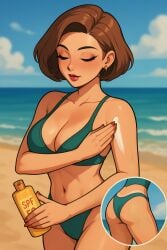 ai_generated applying_sunscreen beach bikini fire_emblem fire_emblem:_three_houses manuela_casagranda sunscreen tan_lines