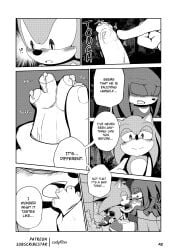 absurd_res anatomically_correct anatomically_correct_genitalia anatomically_correct_penis angel_island animal_genitalia animal_penis blush blush_lines bodily_fluids clothed clothing codyf0xx comic echidna echidna_penis english_text footwear footwear_only forest genital_fluids genitals greyscale hi_res knuckles_the_echidna leaking_precum male mammal manga_style master_emerald masturbation monochrome monotreme mostly_nude open_mouth partially_clothed penis plant precum sega shoes shoes_only shrine sonic_(series) sonic_the_hedgehog sonic_the_hedgehog_(series) text thought_bubble tree