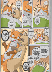 anthro canine cold comic dialogue duo english_text female fox male mammal manga mikaduki_karasu nude penis pokko pussy raccoon snow text translated tsuki