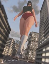 1girls 3d bare_legs big_breasts bradengts breasts brown_hair brown_hair_female brunette_hair casua casual_clothes city clothed clothed_female fatal_fury female female_focus female_only fighting_game giantess king_of_fighters legs light-skinned_female light_skin looking_down mai_shiranui snk solo solo_female solo_focus thick_thighs thighs video_game_character walking
