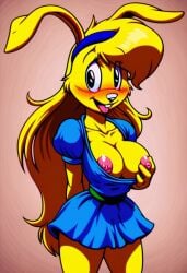 ai_generated blush female furry jazz_jackrabbit_(series) lori_jackrabbit self_upload