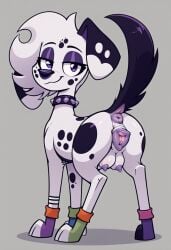101_dalmatian_street 101_dalmatians ai_generated canid canine canis crotchboobs disney feral pussy rear_view teats vanny_(101_dalmatians) vanny_(whistlerarts29)
