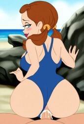 ai_generated big_breasts big_penis blue_eyes breasts brown_hair cleavage cum cum_in_pussy cum_inside dorothy_gale female looking_at_viewer one-piece_swimsuit penis penis_in_pussy smiling solo standing the_wizard_of_oz twintails vaginal_penetration