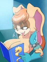 1girls anthro armored_gloves barely_sly big_breasts book book_covering_breasts breast_focus breasts brown_eyes brown_hair cleavage female female_only gloves hair half-closed_eyes huge_breasts lagomorph large_breasts lips mature mature_female mature_woman meme meme_reference milf mother ouch_meme sega shoulder_pads solo solo_female sonic_(series) sonic_the_hedgehog_(series) upper_body vanilla_the_rabbit