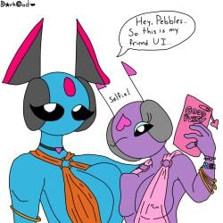 2girls bracelet breasts iterator_(rain_world) looks_to_the_moon_(rain_world) phone rain_world selfie thecreechur12345 unparalleled_innocence_(rain_world)