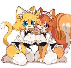 2girls anthro breasts cleavage female fur furry furry_only kat_kitt tail