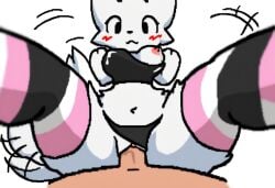 1boy 1girls ai_generated anthro blush boykisser breasts female female_boykisser fox fur furry furry_female girlkisser lingerie male penis pussy silly_cat_(mauzymice) stockings tail tail_motion tailwag vaginal_penetration white_background
