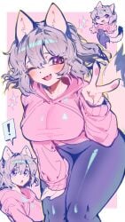 1girls bodysuit bodysuit_under_clothes breasts female female_only humanoid kloe_mone_(character) magic_dream00 smile solo solo_female thick_thighs thighs