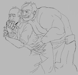 2025 2boys alien bald bald_male cecil_stedman clothed conquest_(invincible) fingers fingers_in_mouth holding holding_hips invincible invincible_(comics) invincible_(tv_series) leaning leaning_against_wall light-skinned_male light_skin looking_at_another looking_at_partner looking_pleasured male mature mature_male muscular muscular_male no_visible_genitalia pisstoaster rolled_up_sleeves saliva saliva_drip saliva_trail salivating scar shirt sketch teeth teeth_showing tie unbuttoned unbuttoned_pants veins