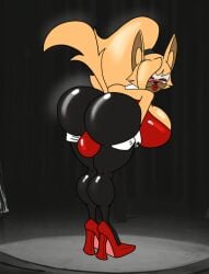 bent_over blush bulge dickgirl furry futanari high_heels huge_ass huge_breasts leotard mrblack1986 pantyhose sonic_(series) tangle_the_lemur