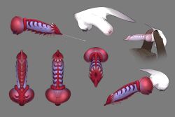 anthro balls canid canine erection feral fingers flaccid genitals hi_res knot male mammal multicolored_penis penis reference_image ridged_penis vein vloic