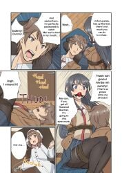 1boy 2girls absurdres arms_behind_back azusagawa_kaede azusagawa_sakuta ball_gag between_breasts black_hair black_pantyhose blush bondage book bound bound_ankles bound_arms bound_legs bound_thighs bound_torso breasts comic cosplay drooling english_text female female_focus frogtie gag gagged highres indoors jacket kigurumi kneeling legs_together long_hair long_sleeves lying lying_on_lap male medium_breasts misunderstanding multiple_girls necktie necktie_between_breasts no_shoes on_back on_cushion on_floor open_clothes open_jacket open_mouth pantyhose photo_(object) pleated_skirt purple_eyes rope sakurajima_mai saliva saliva_puddle saliva_trail school_uniform seishun_buta_yarou seishun_buta_yarou_wa_bunny_girl_senpai_no_yume_wo_minai shibari_over_clothes shirt simple_background skirt solo speech_bubble straight tagme tamawwwwwwwww tie unworn_gag wiffle_gag wooden_floor