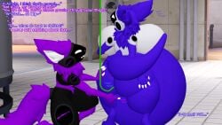 (object) afurryaltnsfw ambiguous_gender belly bent big_(disambiguation) black blue body chest_(disambiguation) claws closed_(disambiguation) duo ear eyes f0x fan_(disambiguation) feet female fingers fluffy forward fur hair handpaw inflation inner leaning legs liquid machine male nude on paws protogen relaxing simple solo tail toes tongue tuft visor