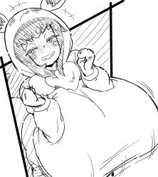1girls artist_request breasts breasts_bigger_than_head eevee_(cosplay) female huge_breasts monochrome pokemon tagme