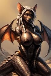 1girls ai_generated bat_wings black_scales gargoyle monster_girl original_character petra_(scorpianpp) pink_eyes scorpianpp self_upload solo_female stable_diffusion white_hair