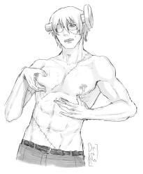 abs franken_stein lactating lactating_nipples lactation male male_lactation sketch soul_eater