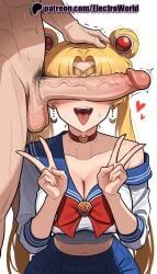 1boy 1girls 2025 ai_generated artist_name bishoujo_senshi_sailor_moon blonde_hair blue_sailor_collar blue_skirt choker clothed_female_nude_male cock dick double_v electroworld erection female heart heart_choker hi_res high_quality high_resolution highres jewelry large_penis long_hair male_pubic_hair nude patreon patreon_username penis penis_awe penis_on_face pleated_skirt precum pubic_hair red_bow red_choker sailor_collar sailor_moon sailor_senshi_uniform school_uniform serafuku skirt solo_focus stable_diffusion straight testicles tongue tongue_out trembling twintails twitching_penis uncensored usagi_tsukino v veins veiny_penis w watermark