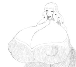 1girls alternate_breast_size breasts_bigger_than_torso cute digital_media_(artwork) fire_emblem fire_emblem_engage frametrap gigantic_breasts huge_breasts hyper_breasts looking_at_viewer solo solo_female solo_focus wink yunaka_(fire_emblem)