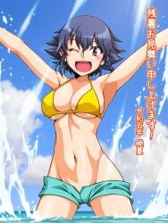 anime beach big_breasts bikini girls_und_panzer pepperoni_(girls_und_panzer) perfect_body sexy_body