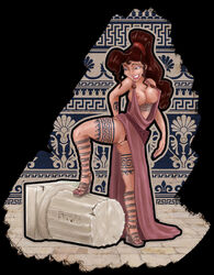 1girls big_breasts bimbo breasts brown_hair disney exposed_breasts exposed_pussy female heels hercules_(disney) high_heels human megara nipples open_toe_shoes ponytail srpng tattoo thighs vagina