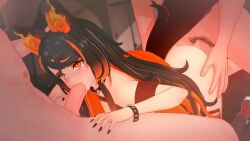 1girls 2boys 3d 3d_animation animated ass big_ass big_breasts big_thighs blush breasts brown_hair butt collar fellatio female hellhound indie_virtual_youtuber licking_lips long_hair male no_sound orange_eyes orange_hair penetration penis penis_in_pussy sex sinder_(vtuber) spiked_collar spikes sucking sucking_penis tagme thick_thighs thighs twitch two_tone_hair video virtual_youtuber wataamage wolf_ears wolf_girl