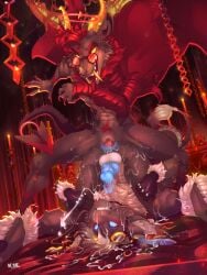 2025 abs anthro anthro_on_anthro anthro_penetrated anthro_penetrating anthro_penetrating_anthro balls barbel_(anatomy) bat black_body black_fur blue_eyes bodily_fluids candle candlelight chains chest_tuft claws clenched_teeth clothed clothing cum cum_in_ass cum_inside cum_on_body cum_on_ground cum_on_self demon detailed_background dietrich_von_verlangen digital_media_(artwork) digitigrade dragon ear_piercing excessive_cum excessive_genital_fluids eyewear eyewear_on_head fangs flesh_whiskers fur genital_fluids genitals glasses gloves goggles goggles_on_head hair handwear hell hi_res horn k_98 knot knotting leaking_precum light long_hair long_tail male male/male male_penetrated male_penetrating male_penetrating_male mammal mythological_creature mythological_scalie mythology open_mouth partially_clothed penetration penis piercing precum ring ritual scalie sex signature spread_wings striped_genitalia striped_penis stripes tail tail_tuft teeth tongue tongue_out tuft white_body white_fur wings yellow_eyes