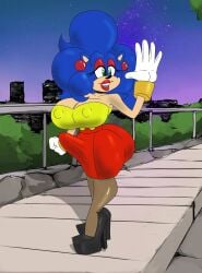 big_breasts bimbo erection erection_under_clothes fully_clothed furry futanari gloves high_heels mrblack1986 nipples_visible_through_clothing shirt skirt sonic_(series) sonic_the_hedgehog