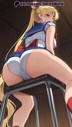 1girls 2025 ai_generated artist_name ass back_bow bishoujo_senshi_sailor_moon blonde_hair blue_sailor_collar blue_skirt bow choker crescent crescent_earrings earrings elbow_gloves electroworld female gloves heart hi_res high_quality high_resolution highres jewelry long_hair magical_girl panties patreon patreon_username red_bow red_choker sailor_collar sailor_moon sailor_moon_redraw_challenge sailor_senshi_uniform skirt solo stable_diffusion twintails underwear usagi_tsukino watermark white_gloves