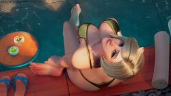 1girls 2025 3d angela_ziegler bikini bikini_only detailed_background female female_only high-angle_view mercy no_nude no_nudity non-nude non_nude outdoors overwatch overwatch_2 solo tagme velocihaxor