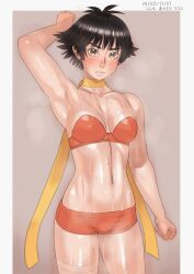 2d armpits artist_request black_hair breasts brown_eyes busty capcom female female_focus female_only hourglass_figure makoto_(street_fighter) navel scarf short_hair small_breasts street_fighter street_fighter_iii sweat tagme tomboy underwear wide_hips