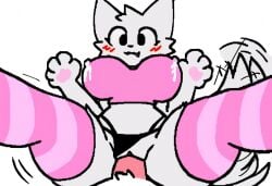 1boy 1girls ai_generated anthro blush boykisser breasts female female_boykisser fox fur furry furry_female girlkisser lingerie male penis pussy silly_cat_(mauzymice) stockings tail tail_motion tailwag vaginal_penetration white_background