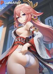 yae miko from genshin impact by lunealter