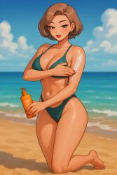 ai_generated applying_sunscreen beach bikini fire_emblem fire_emblem:_three_houses lipstick manuela_casagranda sunscreen