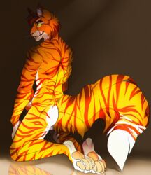 :3 anthro ass backsack balls feline kiliankuro male male_only mammal paws penis smile solo