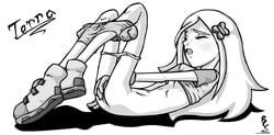 1girls bcs blonde_hair blue_eyes dc_comics female female_only footwear handwear human manual masturbation monochrome pale_skin solo straight_hair teen_titans terra terra_(dc) vaginal