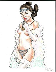 1990s 1999 1girls 20th_century cape charm drawing female female_only necklace nipples padme_amidala pussy shabby_blue small_breasts solo star_wars stockings the_phantom_menace