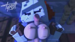 1boy 1girls 3d animated armor bed bedroom breasts clothed_sex disembodied_penis female female_knight helmet knight laying_down mine-imator minecraft no_sound nude outercourse paizuri sex straight tagme tyiscrazy video