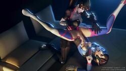 2girls 3d ahe_gao animated bodysuit breasts d.va dildo exposed_breasts female multiple_girls nipples no_sound open_clothes overwatch pussy reddoe sex_toy source_filmmaker spread_legs upside-down vaginal_penetration video widowmaker yuri