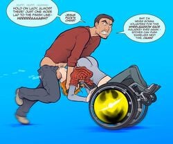 1boy 1girls balls_deep barbara_gordon batman_(series) birds_of_prey breasts clothed_sex cum dc dc_comics deepthroat fellatio oracle oral sparrow_(artist) testicles wheelchair