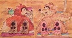 2boys beach beach_towel crossover disney don_karnage gay honest_john j._worthington_foulfellow male male_only outside penis pinocchio puku83 sand talespin testicles umbrella walt_disney yaoi