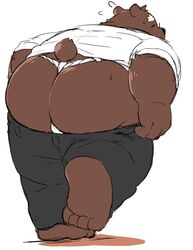 12beat13 1boy anthro ass bear beat_you_(artist) big_butt blush clothed clothing colored fundoshi japanese_clothing male male_only mammal mooning pants_down partially_clothed presenting presenting_hindquarters rear_view simple_background solo underwear undressing white_background