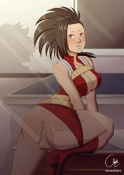 1futa 2020 alternate_version_at_source asshole back back_view balls big_ass bottomless breasts choconillatte clothed clothing futa_only futa_sans_pussy futanari human inviting_to_sex light-skinned_futanari light_skin looking_back momo_yaoyorozu more_at_source mostly_clothed my_hero_academia penis presenting_anus solo standing